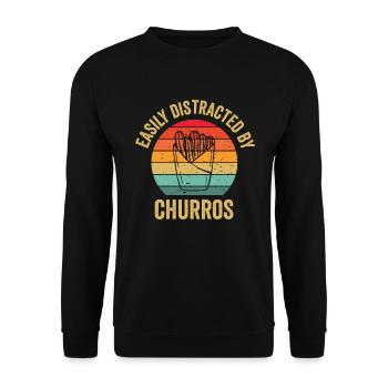 Facilement distrait par les churros - Sweat-shirt Unisexe - noir - Devant - Alina (178cm) & Michal (187cm)