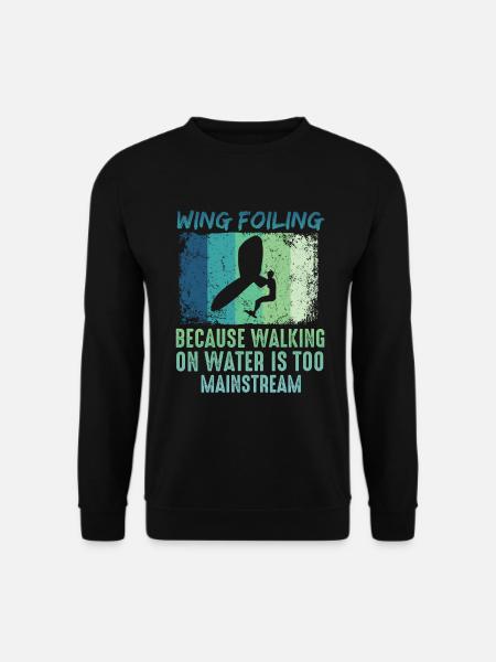 Wing Foil Wingsurfing Retro Foil Wing - Unisex Pullover - Schwarz