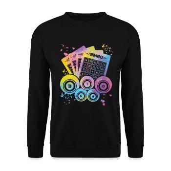 Bingo Bälle Farbsprotzer Frauen Männer Bingo - Unisex Pullover - Schwarz - Vorne - Alina (178cm) & Michal (187cm)