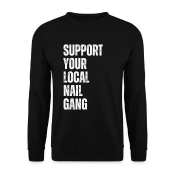 Unterstützen Sie Ihren Lokalen Nail Gang Nail Tech - Unisex Pullover - Schwarz - Vorne - Alina (178cm) & Michal (187cm)