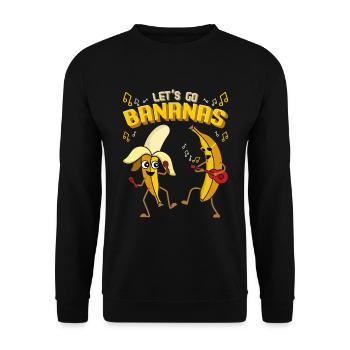Tanzen Singen Lustige Banane Meme Lass uns gehen Banane - Unisex Pullover - Schwarz - Vorne - Alina (178cm) & Michal (187cm)