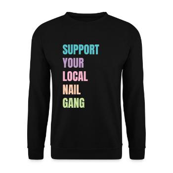 Unterstützen Sie Ihren Lokalen Nail Gang Nail Tech - Unisex Pullover - Schwarz - Vorne - Alina (178cm) & Michal (187cm)