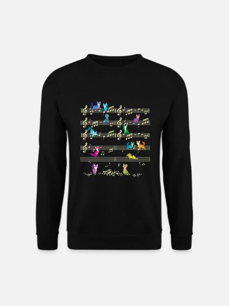 Colorful Kitten Playing On Musical Notes Musician - Unisex Sweatshirt - black