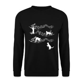 Kitten Love Cat Playing Musical Notes Music - Unisex Sweatshirt - black - Front - Alina (178cm) & Michal (187cm)