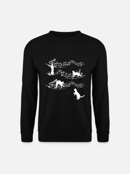 Kätzchen lieben Katze, die Musiknoten spielt Musik - Unisex Pullover - Schwarz