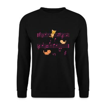 Drei Kätzchen Auf Musiknoten Musiker - Unisex Pullover - Schwarz - Vorne - Alina (178cm) & Michal (187cm)