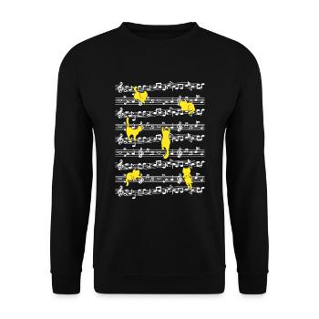 Cat Playing Musical Notes Musician Love Music - Unisex Sweatshirt - black - Front - Alina (178cm) & Michal (187cm)