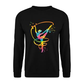 Gymnast with band Rhythmic gymnastics - Unisex Sweatshirt - black - Front - Alina (178cm) & Michal (187cm)