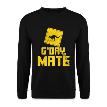 Australian Greeting Hello Kangaroo Australia Day - Unisex Sweatshirt - black - Front - Alina (178cm) & Michal (187cm)