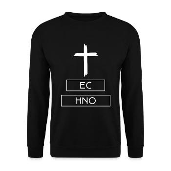 Cross Religion Raver Rave Hard Techno Dark Tekno - Unisex Pullover - Schwarz - Vorne - Alina (178cm) & Michal (187cm)
