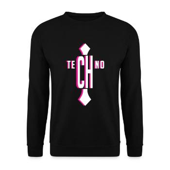 Raver, Rave, Hard, Techno, Dark Tekno, Religion - Unisex Pullover - Schwarz - Vorne - Alina (178cm) & Michal (187cm)