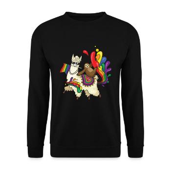 Llama Equality Gay LGBTQ Rainbow LGBT Pride Month - Unisex Sweatshirt - black - Front - Alina (178cm) & Michal (187cm)