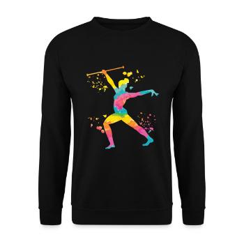 Gymnast with Baton Rhythmic gymnastics - Unisex Sweatshirt - black - Front - Alina (178cm) & Michal (187cm)
