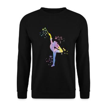 Gymnastin Mit Taktstock Rhythmische Sportgymnastik - Unisex Pullover - Schwarz - Vorne - Alina (178cm) & Michal (187cm)