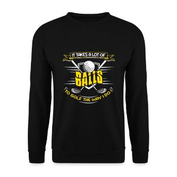 Nimmt viele Golfbälle auf Golf Club Golfer Golf - Unisex Pullover - Schwarz - Vorne - Alina (178cm) & Michal (187cm)