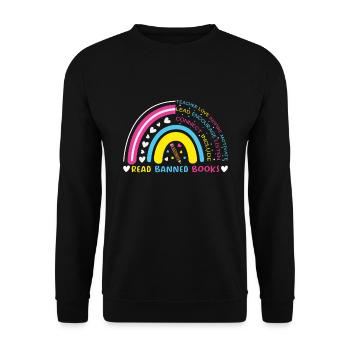 Rainbow I Read Banned Book Lover Reader Read - Unisex Pullover - Schwarz - Vorne - Alina (178cm) & Michal (187cm)