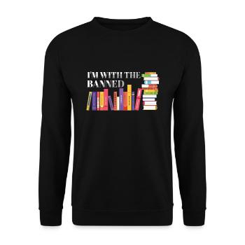 Ich bin mit dem verbotenen Bücherregal-Liebhaber Leser Read - Unisex Pullover - Schwarz - Vorne - Alina (178cm) & Michal (187cm)