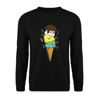 Kawaii Ice And Cream Funny Dessert Hello Summer - Unisex Sweatshirt - black - Front - Alina (178cm) & Michal (187cm)