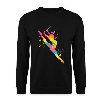 Gymnast with Baton Rhythmic gymnastics - Unisex Sweatshirt - black - Front - Alina (178cm) & Michal (187cm)