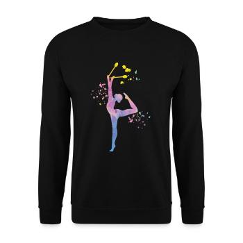 Gymnastin Mit Keulen Rhythmische Sportgymnastik - Unisex Pullover - Schwarz - Vorne - Alina (178cm) & Michal (187cm)