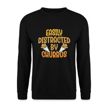 Facilement distrait par les churros - Sweat-shirt Unisexe - noir - Devant - Alina (178cm) & Michal (187cm)