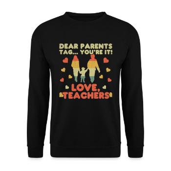 Vintage Parents Day Of School Joyeux dernier enseignant - Sweat-shirt Unisexe - noir - Devant - Alina (178cm) & Michal (187cm)