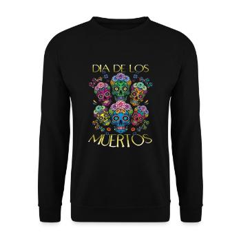 Skull Mexican Floral Muertos Day Of Dead Halloween - Unisex Sweatshirt - black - Front - Alina (178cm) & Michal (187cm)
