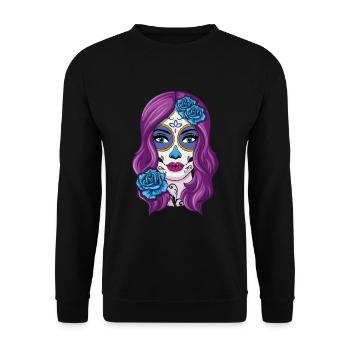 La Catrina Mexican Floral Muertos Day Of Dead - Unisex Sweatshirt - black - Front - Alina (178cm) & Michal (187cm)