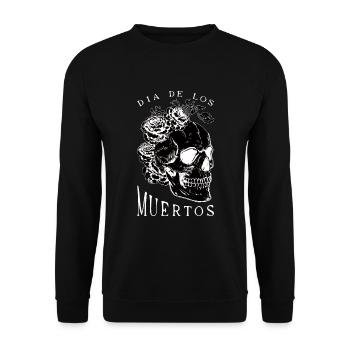 Flower Skull Dia De Los Muertos Day Of Dead Floral - Unisex Pullover - Schwarz - Vorne - Alina (178cm) & Michal (187cm)