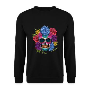 Mexican Floral Muertos Day Of Dead Halloween - Unisex Sweatshirt - black - Front - Alina (178cm) & Michal (187cm)