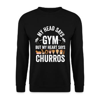 Mein Kopf Sagt Gym Funny Mexikanische Churros - Unisex Pullover - Schwarz - Vorne - Alina (178cm) & Michal (187cm)