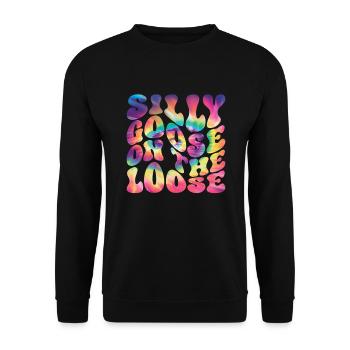 Die Dumme Gans Auf Freiem Fuß - Unisex Pullover - Schwarz - Vorne - Alina (178cm) & Michal (187cm)
