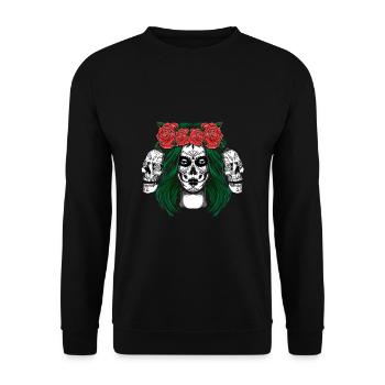 La Catrina Skull Mexique Muertos Floral Jour Des Morts - Sweat-shirt Unisexe - noir - Devant - Alina (178cm) & Michal (187cm)