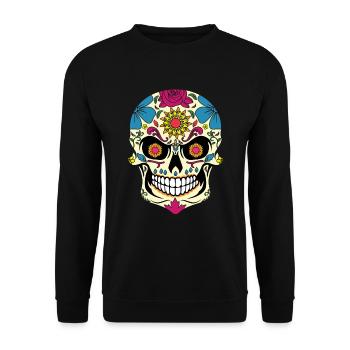 Dia de los Muertos Tag der Toten Halloween - Unisex Pullover - Schwarz - Vorne - Alina (178cm) & Michal (187cm)