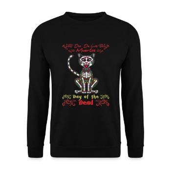 Tierkatzenliebhaber Muertos Tag der Toten Halloween - Unisex Pullover - Schwarz - Vorne - Alina (178cm) & Michal (187cm)