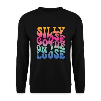 Die Dumme Gans Auf Freiem Fuß - Unisex Pullover - Schwarz - Vorne - Alina (178cm) & Michal (187cm)