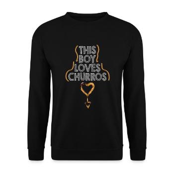 Ce garçon aime les churros Drôles de churros - Sweat-shirt Unisexe - noir - Devant - Alina (178cm) & Michal (187cm)