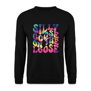 Die Dumme Gans Auf Freiem Fuß - Unisex Pullover - Schwarz - Vorne - Alina (178cm) & Michal (187cm)