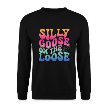 Die Dumme Gans Auf Freiem Fuß - Unisex Pullover - Schwarz - Vorne - Alina (178cm) & Michal (187cm)