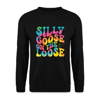 Die Dumme Gans Auf Freiem Fuß - Unisex Pullover - Schwarz - Vorne - Alina (178cm) & Michal (187cm)