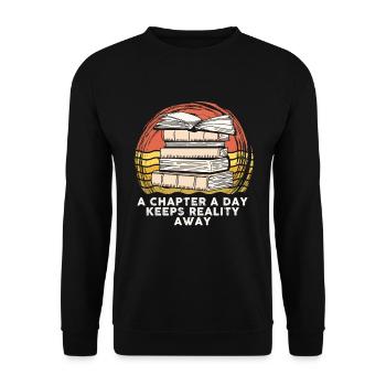 Ein Kapitel Pro Tag - Lehrer Lesen - Unisex Pullover - Schwarz - Vorne - Alina (178cm) & Michal (187cm)