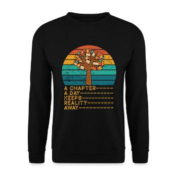 Ein Kapitel Pro Tag - Lehrer Lesen - Unisex Pullover - Schwarz - Vorne - Alina (178cm) & Michal (187cm)