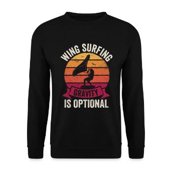 Schwerkraft Ist Optional Flügelfolie Wingsurfing - Unisex Pullover - Schwarz - Vorne - Alina (178cm) & Michal (187cm)