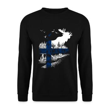 ELCH FINNLAND FLAGGE URLAUB - Unisex Pullover - Schwarz - Vorne - Alina (178cm) & Michal (187cm)