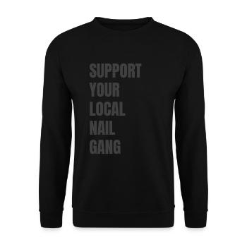 Unterstützen Sie Ihren Lokalen Nail Gang Nail Tech - Unisex Pullover - Schwarz - Vorne - Alina (178cm) & Michal (187cm)