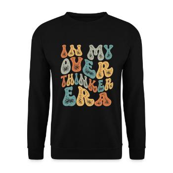 Dans mon ère Overthinker Overthink Groovy - Sweat-shirt Unisexe - noir - Devant - Alina (178cm) & Michal (187cm)