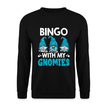 Bingo with my gnomies Funny Bingo - Unisex Sweatshirt - black - Front - Alina (178cm) & Michal (187cm)