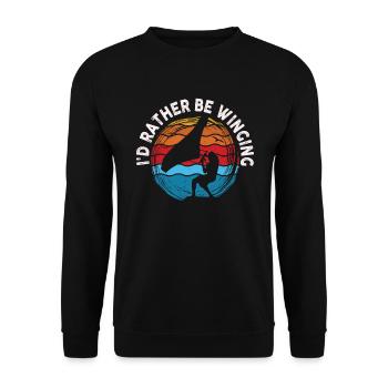 I'd Rather Be Wing Wing Foil Wingsurfing - Unisex Sweatshirt - black - Front - Alina (178cm) & Michal (187cm)
