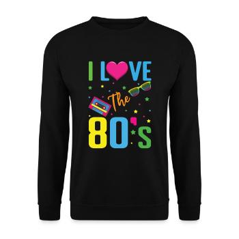 Heart Love 80s Carnival 80s Retro Party 1980 - Unisex Sweatshirt - black - Front - Alina (178cm) & Michal (187cm)