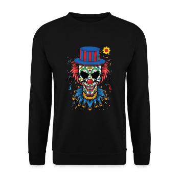 Dia de los Muertos Clown effrayant Carnaval Confettis - Sweat-shirt Unisexe - noir - Devant - Alina (178cm) & Michal (187cm)